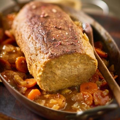 Recette r&ocirc;ti de tofu mijot&eacute; au sirop d'&eacute;rable et aux abricots